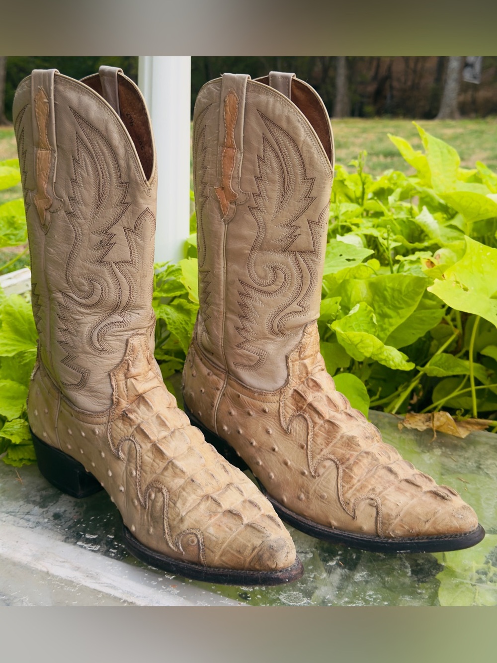 Men’s Vintage Rodeo Bravo Western Boots Size 11 Leather Hornback Caiman Ostrich